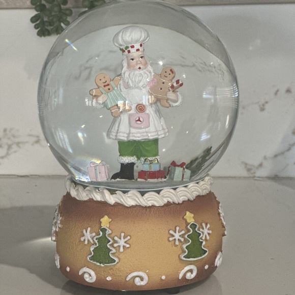 Santa Baker Gingerbread Men Musical Snow Globe - Picture 1 of 5
